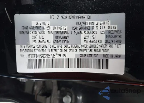 2010 Mazda Cx-9 Grand Touring z USA, uszkodzony, nr VIN JM3TB3MV6A0215776